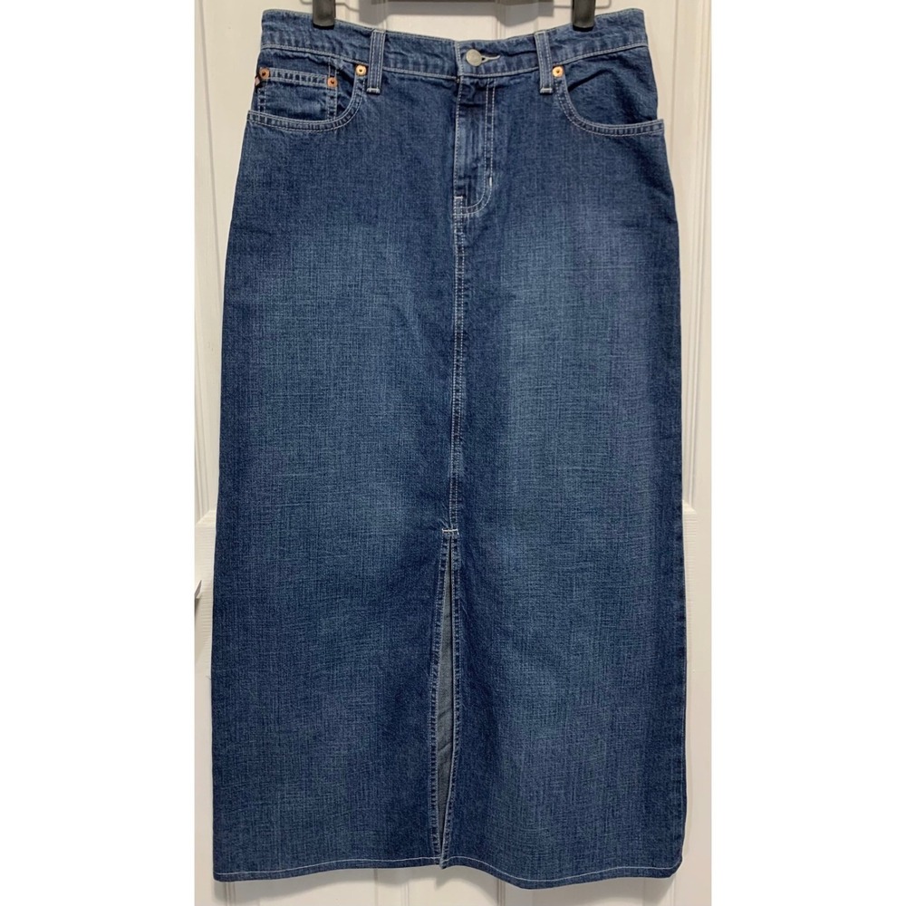 Polo Ralph Lauren Denim Maxi Jean Skirt 2 Slit Grunge Western Prairie Streetwear